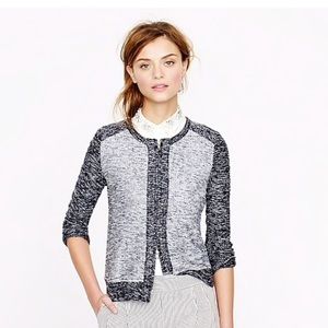 J,Crew Tweed Zip Up Sweater | Bouclé Zip Up Jacket Indigo Color-block